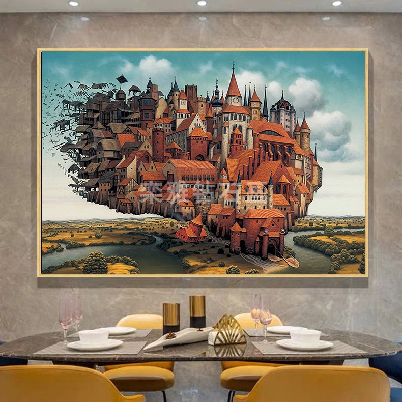 新款DIY方钻满钻钻石画天空之城飞城手工贴钻点钻十字绣钻石绣,居家布艺,钻石绣,淘宝优惠券,粉丝福利购,淘宝优惠卷