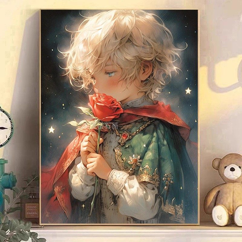 2025新款DIY方钻满钻钻石画钻石绣砖石画带钻深情小王子玫瑰花二,居家布艺,钻石绣,淘宝优惠券,粉丝福利购,淘宝优惠卷