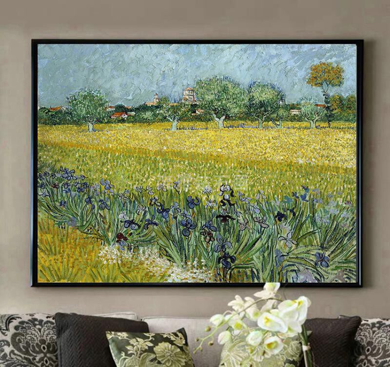 世界名画客厅diy方钻满钻钻石画梵高麦田里的鸢尾花粘贴钻十字绣