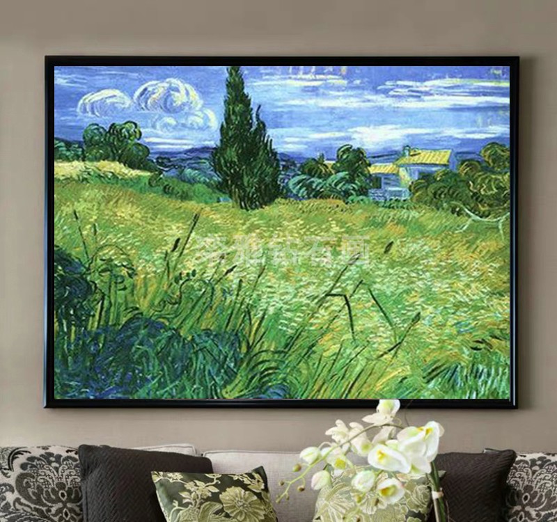 世界名画diy方钻满钻钻石画田园风梵高麦田柏树贴钻十字绣砖石画