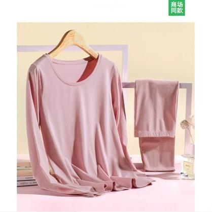 三枪内衣精梳棉女士弹力莱卡棉薄款圆领秋衣秋裤内衣套装