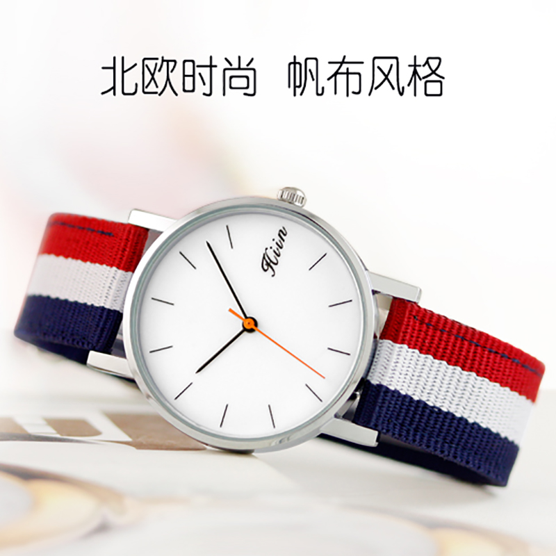 时尚潮流防水布带简约情侣手表
