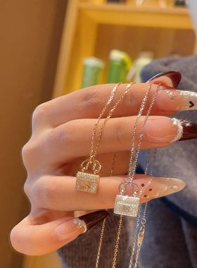 s925纯银时尚手提袋字母包包项链女锁骨创意潮流银项链精品