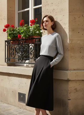 BC同款chao细扬子纱银丝羊毛针织衫毛衣女秋冬新款圆领珠链羊毛衫