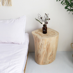 木墩子木桩树桩圆凳原木树墩底座民宿坐凳根雕木头凳子小茶几实木