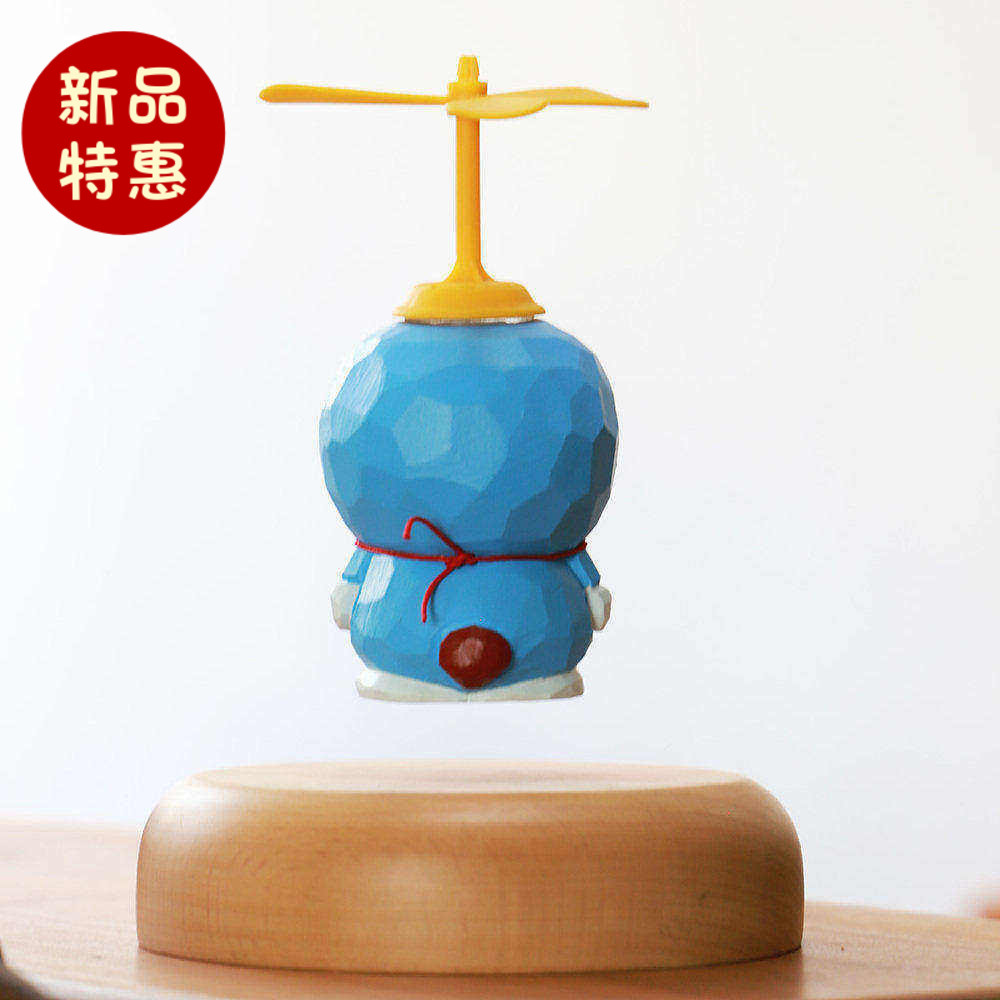 磁悬浮会飞的蓝胖子机器猫摆件实木质创意高级办公室桌面儿童礼物
