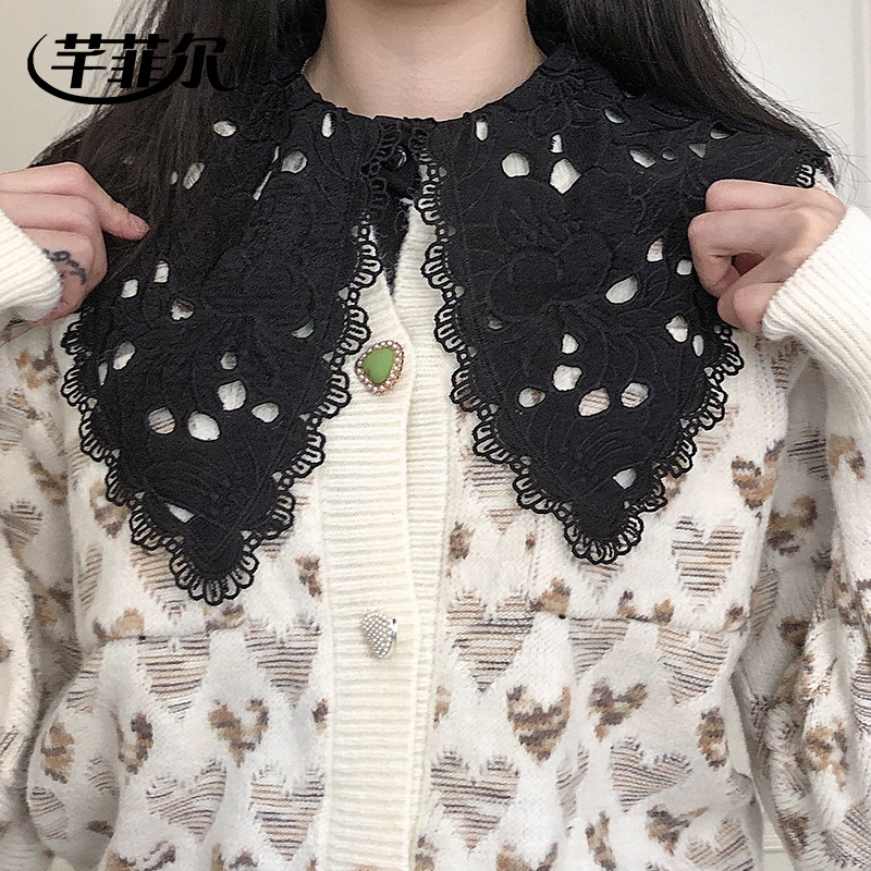 蕾丝镂空假领子黑色装饰