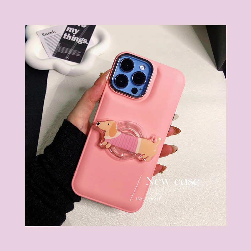 iPhone14粉色腊肠狗手机壳