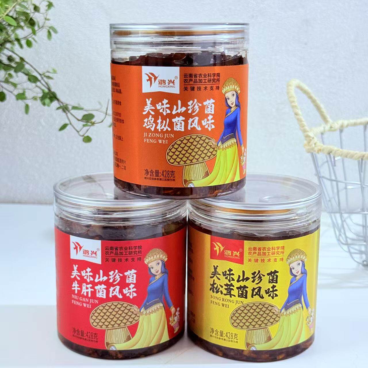鸿兴山珍菌松茸鸡枞牛肝菌428克 下饭拌饭拌米线帽子云南特产菌香