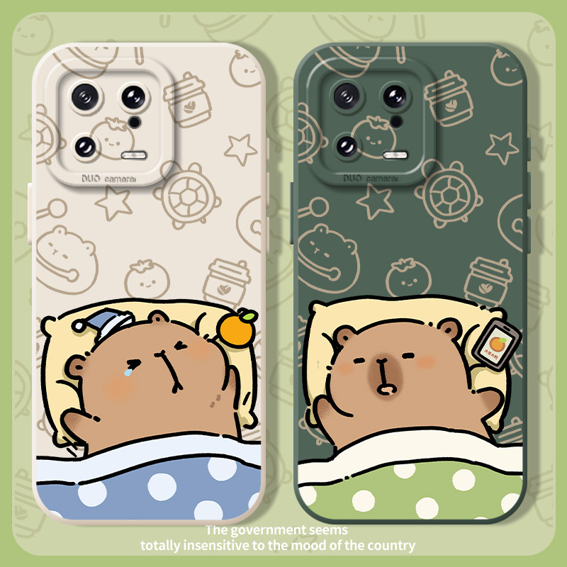 睡觉水豚透液态猫眼手机壳