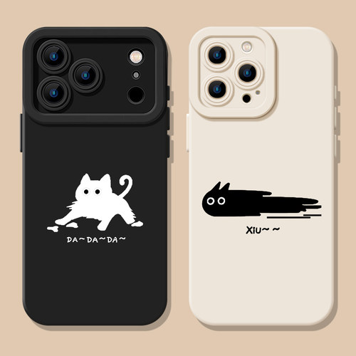 黑猫搞怪猫咪可爱趣味情侣手机壳