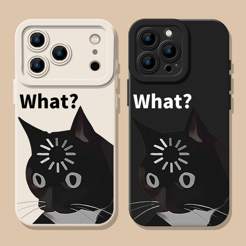 what疑问黑猫搞怪猫咪手机壳