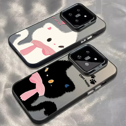 贴贴情侣适用小米17promax手机壳15pro黑白猫咪14小众13女12/11ultra红米k80至尊k70k60k50note10/9/turbo4/3