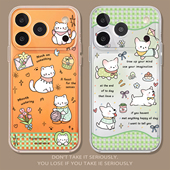格栅猫咪小狗适用苹果17promax手机壳透明iPhone16新款 15田园13春天14可爱11小清新12mini软xr女8plus7情侣xs