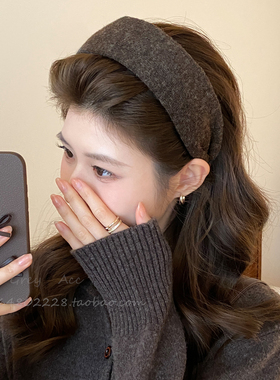 慵懒风毛线针织发箍女高颅顶秋冬高级感简约百搭宽边压发头箍发卡