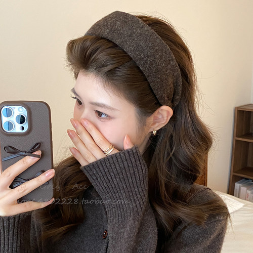 慵懒风毛线针织发箍女高颅顶秋冬