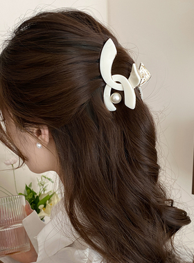 气质小香风抓夹女高级感中号发饰夹子半扎发夹轻奢小众设计鲨鱼夹