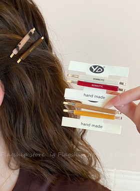 复古醋酸一字发夹女2025新款高端前额碎发刘海夹侧边夹发卡发饰夏