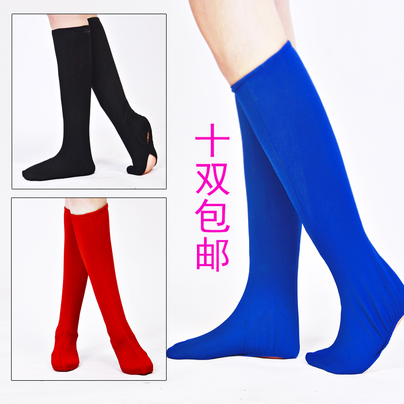 成人舞蹈鞋套蒙古藏族靴套民族女兵军装舞台袜套表演出服长筒红色