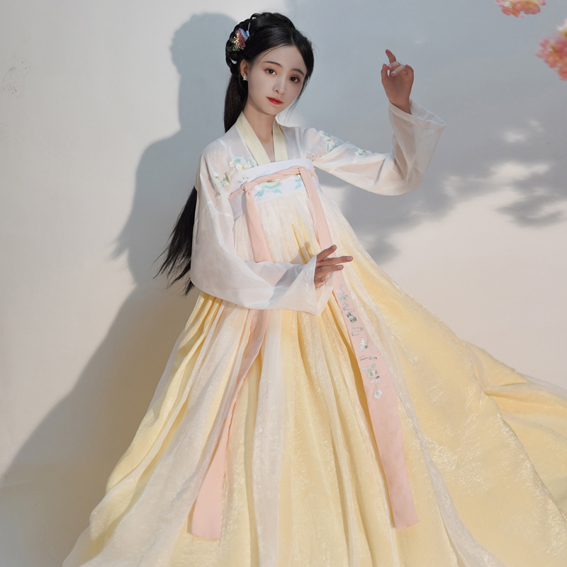 玉簌齐胸唐制大袖吊带绣花汉服