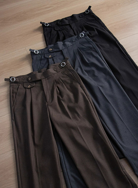 春秋新款韩系高级垂感直筒西裤男士时尚轻奢休闲宽松抗皱免烫裤子