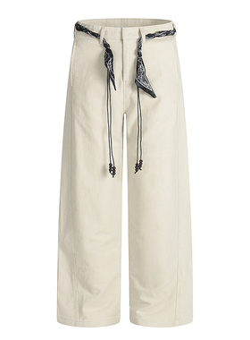 美式复古风高级感丝巾腰带阔腿裤男女宽松显瘦百搭直筒休闲长裤子