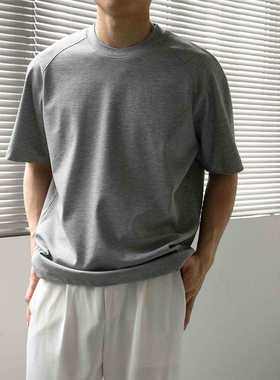 GuXi t恤男高级感重磅天丝宽松圆领夏季短袖抗皱上衣半袖休闲体恤