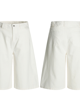 美式复古cleanfit白色直筒休闲裤男女夏季高街宽松百搭阔腿七分裤