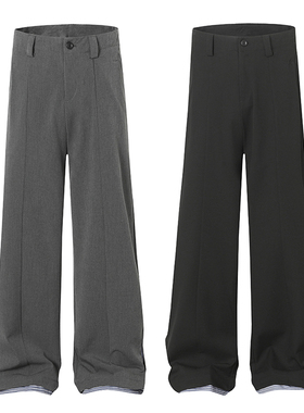 美式复古简约cleanfit休闲直筒西裤百搭垂感情侣高街阔腿宽松裤子