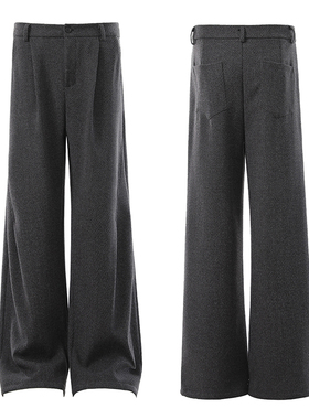 老钱风棉羊毛加厚毛呢绒直筒裤休闲长裤cleanfit垂感显瘦A字西裤