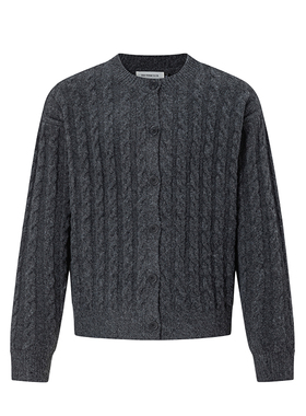 美式复古cleanfit纯色开衫羊毛纽花针织衫男女秋冬季宽松毛衣外套