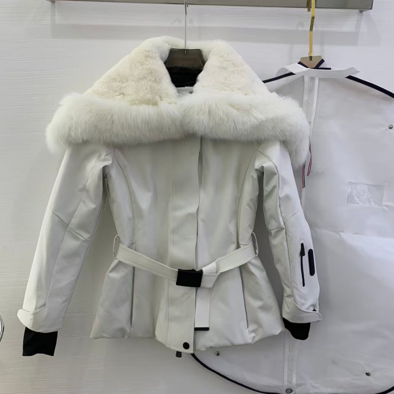 韩版可拉链狐狸毛拼接羽绒服