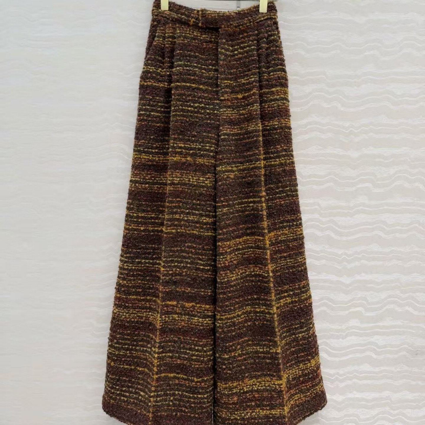 韩版定制进口羊毛羊驼毛编织软花呢定位取线对条高腰阔腿长裤女,女装/女士精品,休闲裤,淘宝优惠券,粉丝福利购,淘宝优惠卷