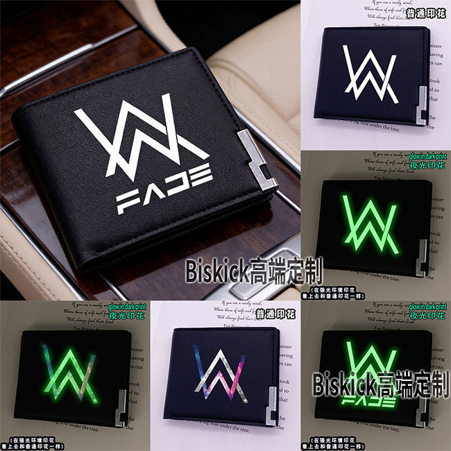 艾伦沃克Alan Walker夜光男士优质PU皮证件卡片现金收纳皮夹钱包