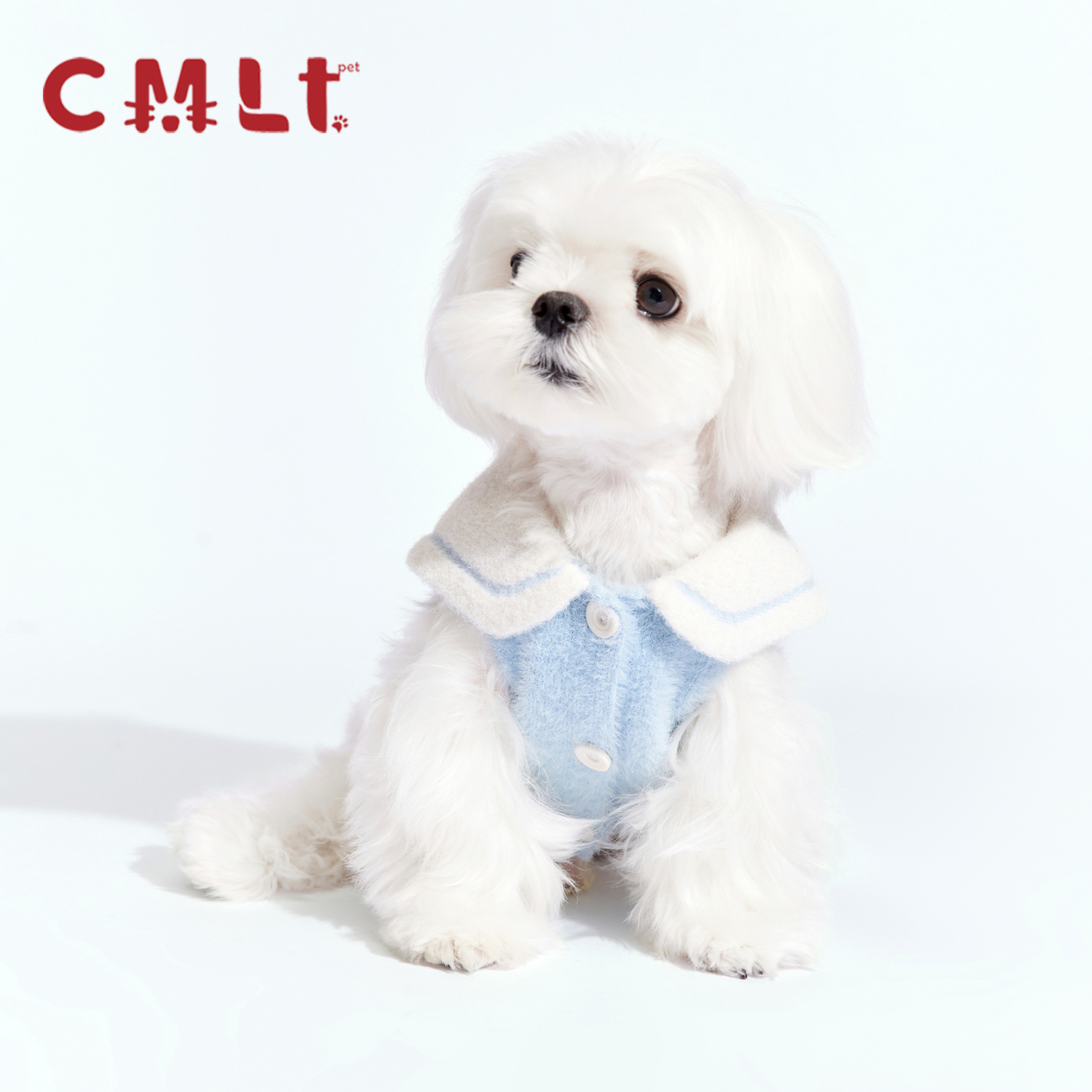 CMLT PET/马尔济斯海军领仿貂绒毛衣秋冬保暖可爱小狗狗宠物衣服