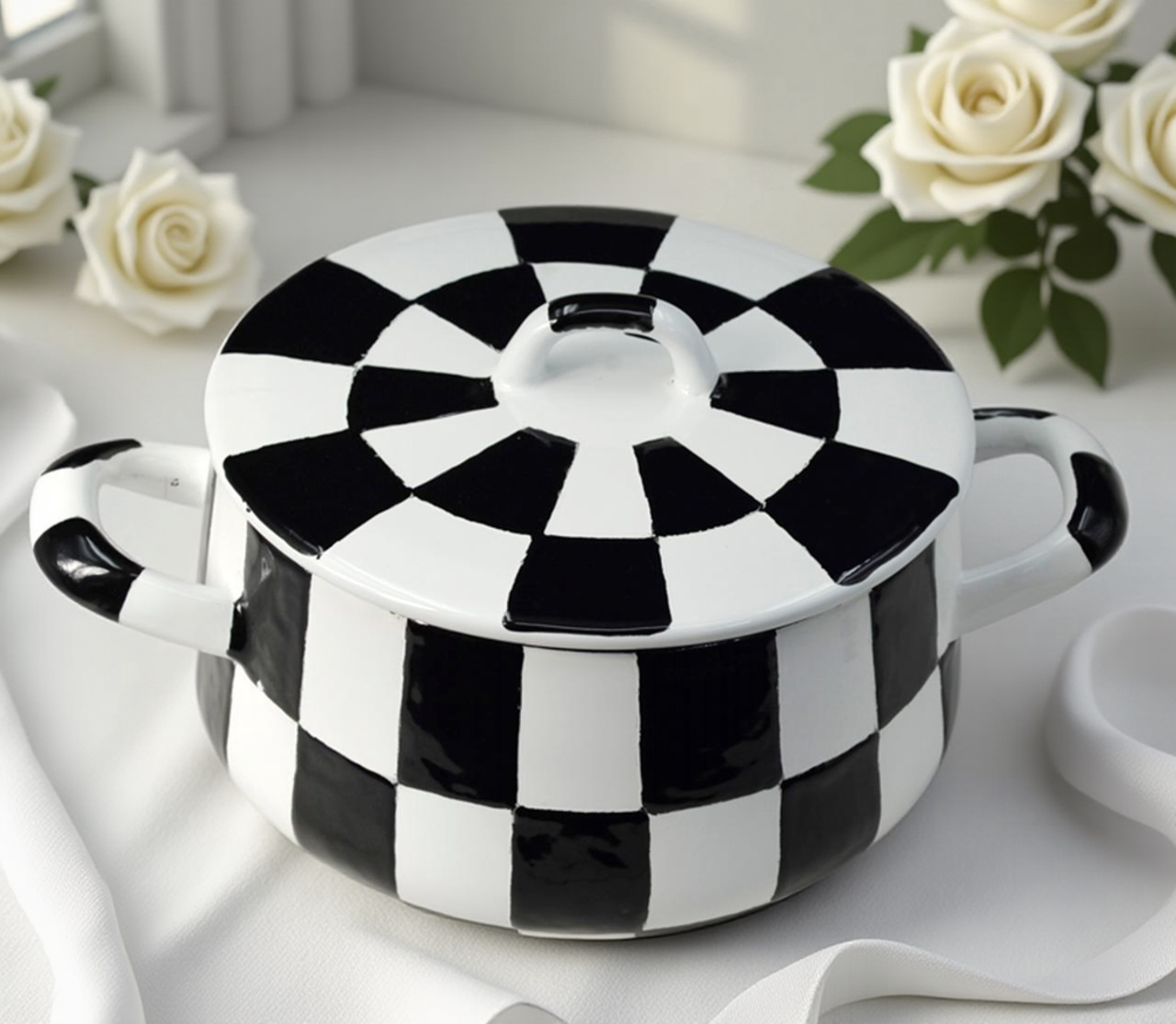 LE SUMMERSET手绘北欧厚重搪瓷炖锅汤煲炖煲26*18*14CM2升耐高温