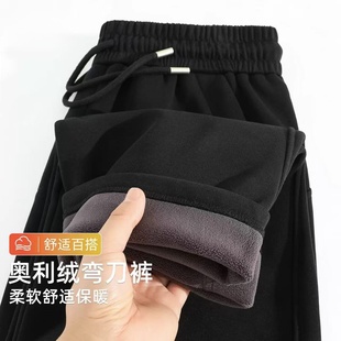 加绒加厚保暖卫裤 秋冬上新 班NL家重磅奥粒绒弯刀裤 3XL码