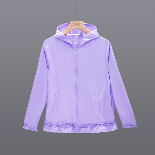 女童夏季花边连帽防晒外套