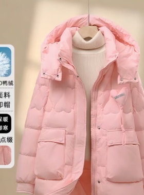 冬上新！S/M码雅L家女冬季中长款可拆卸帽保暖防寒羽绒服外套上衣