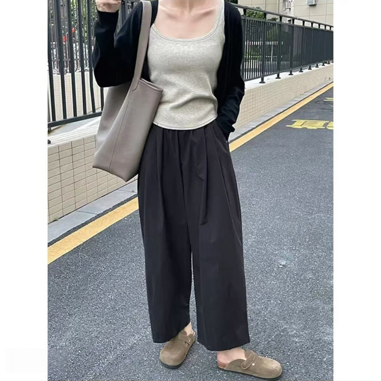 XS~XL码 珀盼溪家女新款夏季薄款爆款垂感休闲窄版阔腿微皱太太裤