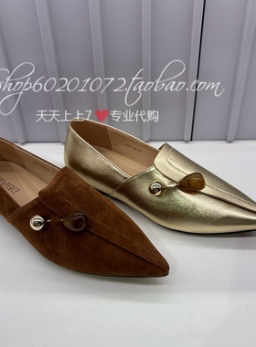 真美诗2025春季女鞋轻便软底复古老钱风小皮鞋金色乐福鞋女 38162
