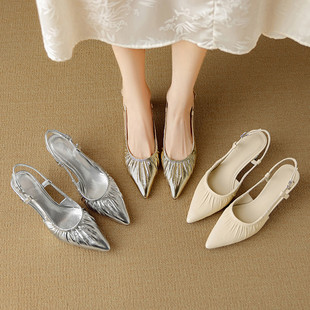 MADDEN2025夏季 凉鞋 女鞋 褶皱珍珠钻石粗跟包头时装 SMD174 法式 SIX