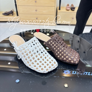 natursun娜冉2026夏季女鞋编织镂空中跟包头拖时尚拖鞋 N26228206