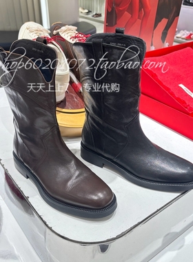 Staccato/思加图2025冬季女靴英伦风西部靴牛仔靴中靴时装靴Z0521