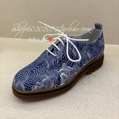 雅氏2025春季女鞋印花系带休闲鞋