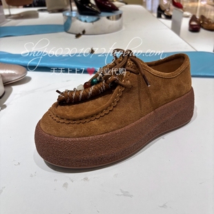 思加图2025秋季 单鞋 女鞋 厚底系带休闲鞋 J0261 复古袋鼠鞋 Staccato