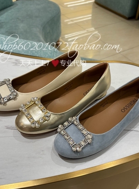tigrisso/蹀愫2025春季女鞋平底镶钻扣气质浅口女单鞋 TA65112-12