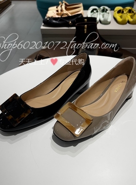 Le saunda莱尔斯丹2025秋季女鞋饰扣粗跟鞋浅口圆头女单鞋6T23801