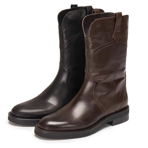 思加图2025冬季女靴英伦风西部靴