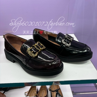 JoyPeace真美诗2024秋季女鞋牛皮单鞋休闲鞋蝴蝶结女乐福鞋 YYJ05